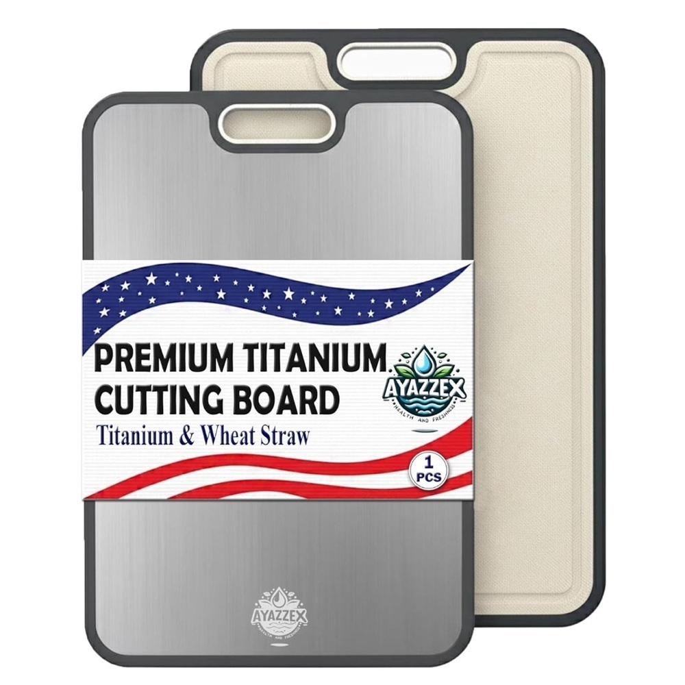 Brand New Double-Sided Cutting Board Titanium & Wheat Straw Premium Kitchen Tool